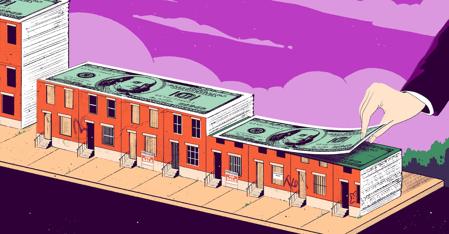 A building with a roof made of money